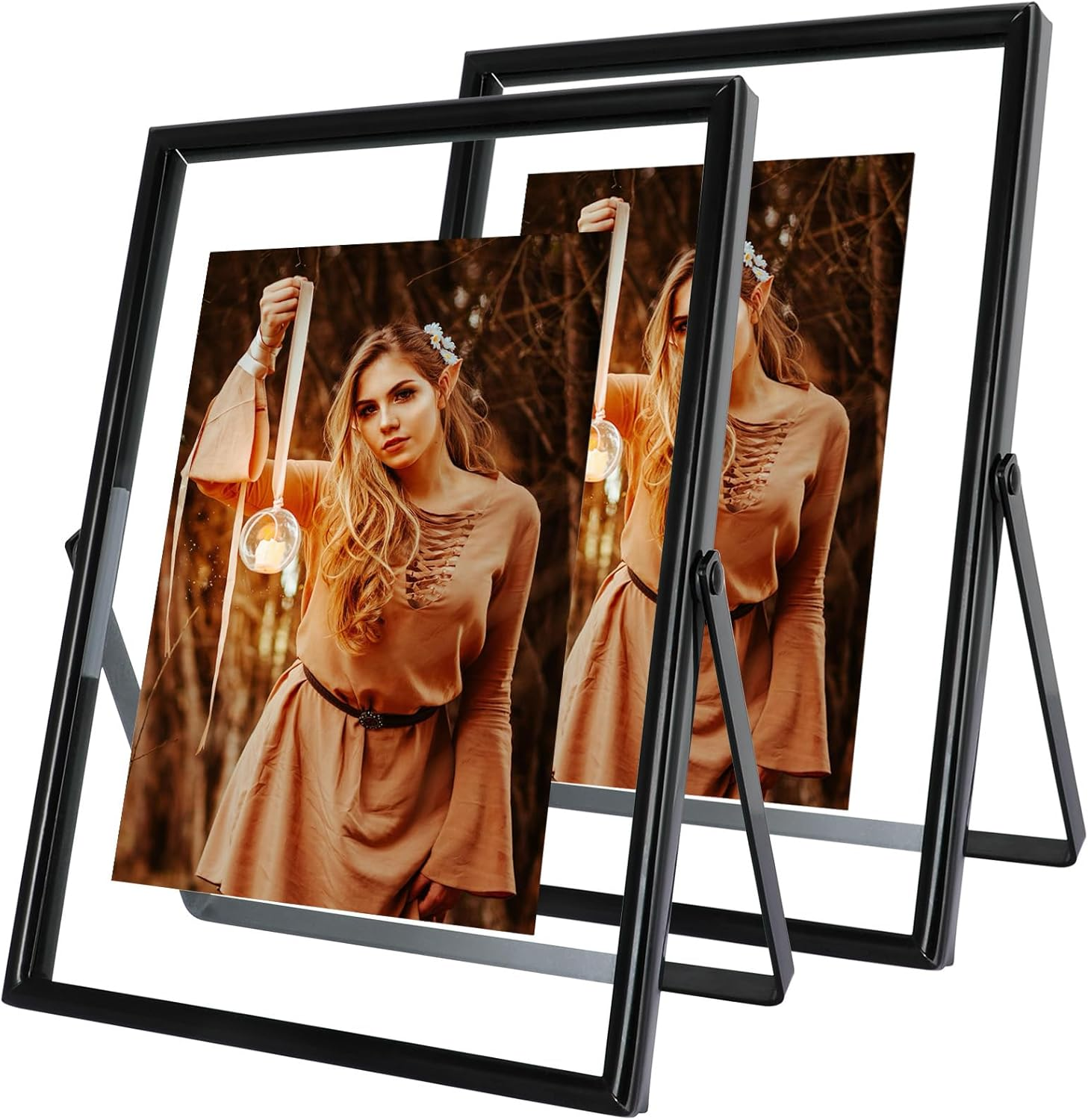 Ahago Gold Floating Frame (4"X6", Vertical, 2 Set), for Picture 3X5, 2X3, 1X2, Tabletop Shelf Photo Frames, Modern Minimalist Style, Classy for Festival, Home or Wedding&hellip;