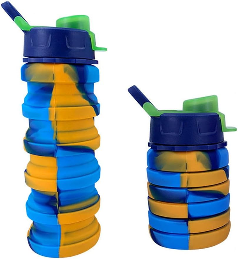 Portable Sports Water Bottle, Foldable Sports Water Cup, Camouflage, Colorful Soft Water Bottle (Unicorn)