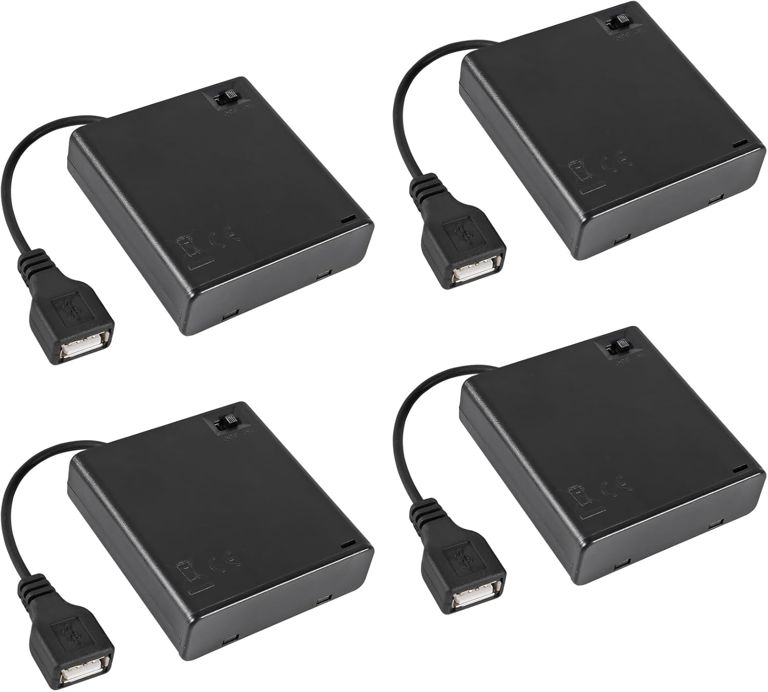 4PCS 3 Slots AA Battery Holder AA Battery Box 4.5V AA Battery Case USB Power Port with Cover On/Off Switch USB Female Socket for Battery Building Block Led Light Kit image number 6