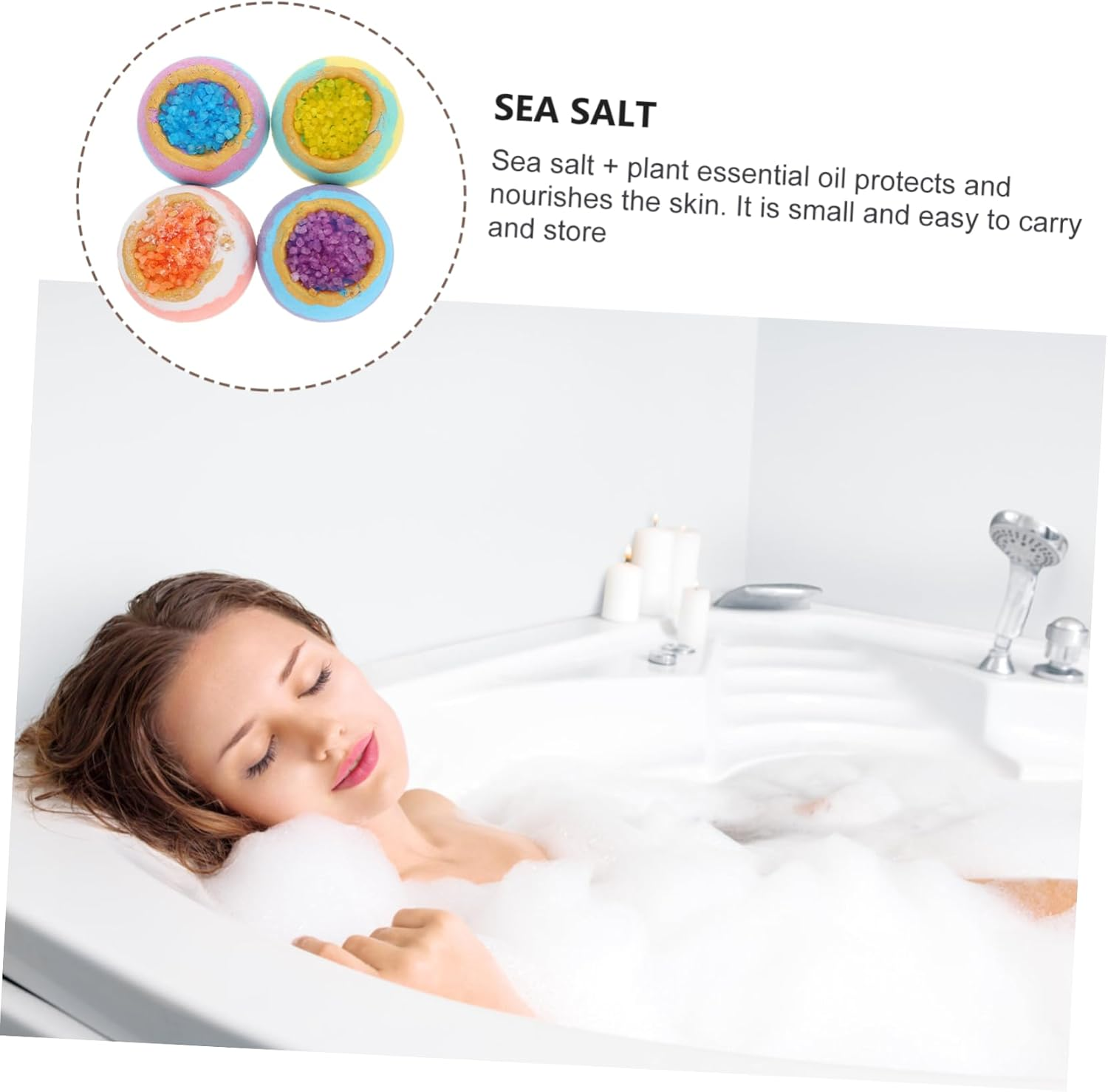 IWOWHERO 4Pcs Boys and Girls Bubble Dead Sea Bath Balls Exfoliating Moisturizing for Rejuvenating Skin image number 5