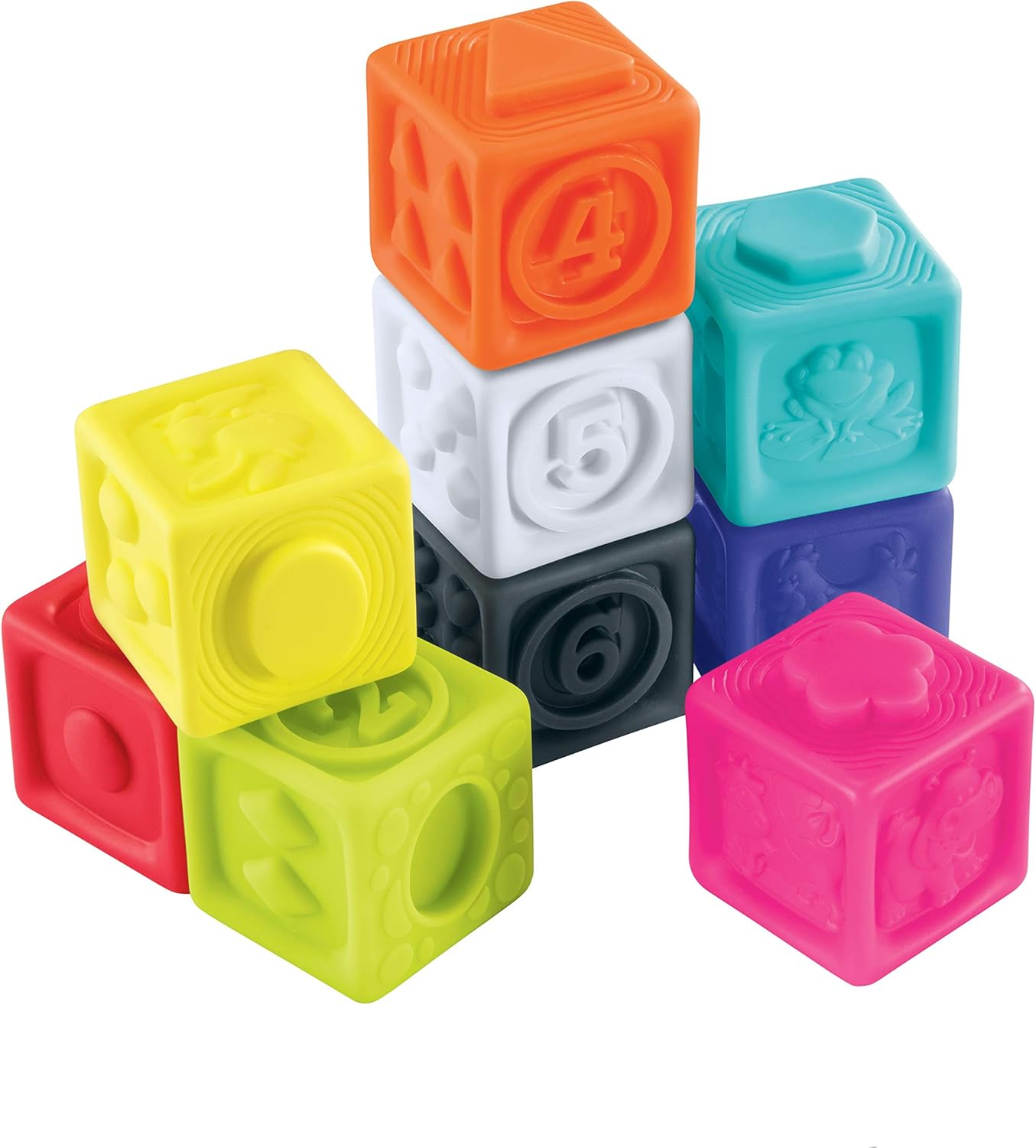 Early Learning Centre Squeezy Stacking Blocks, Stimulates Senses, Hand Eye Coordination, Kids Toys for Ages 06 Month, Gifts and Presents, Amazon Exclusive