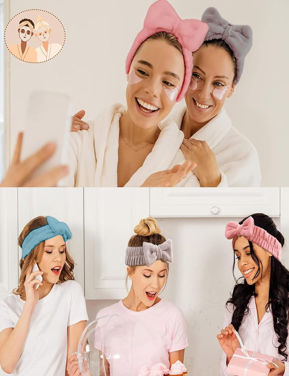 Makeup Headbands for Women,Spa Headbands Face Wash Headband,Adjustable Hair Band for Skin Care for Girls and Women