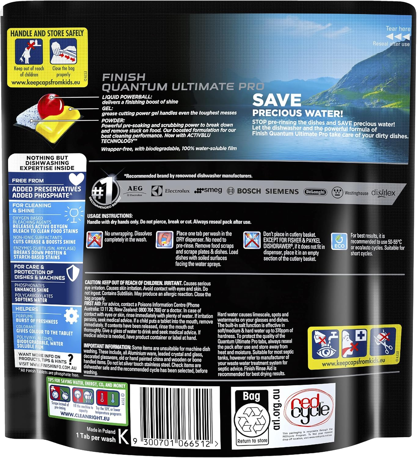 Finish Powerball Quantum Ultimate Pro Dishwasher Tablets, 32 Pack, Lemon Sparkle image number 1