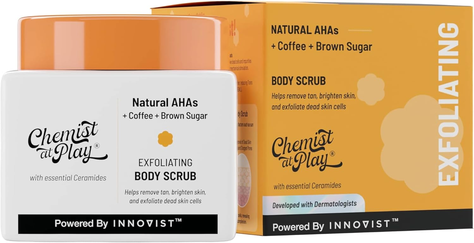 Chemist at Play Exfoliating Body Scrub for Removing Tan & Dead Skin Cells | Rough & Bumpy Skin| Tanned & Pigmented Skin | for Smooth| Soft & Bright Skin | Natural Ahas | Coffee 2.6 Fl Oz. image number 6