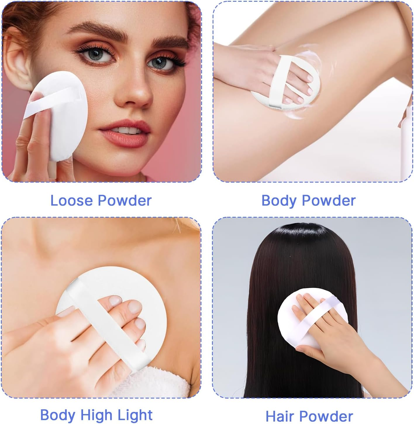 2 Pcs Powder Puff,3.14 Inch Powder Puffs for Body Powder Face Loose Powder Large(White) image number 5