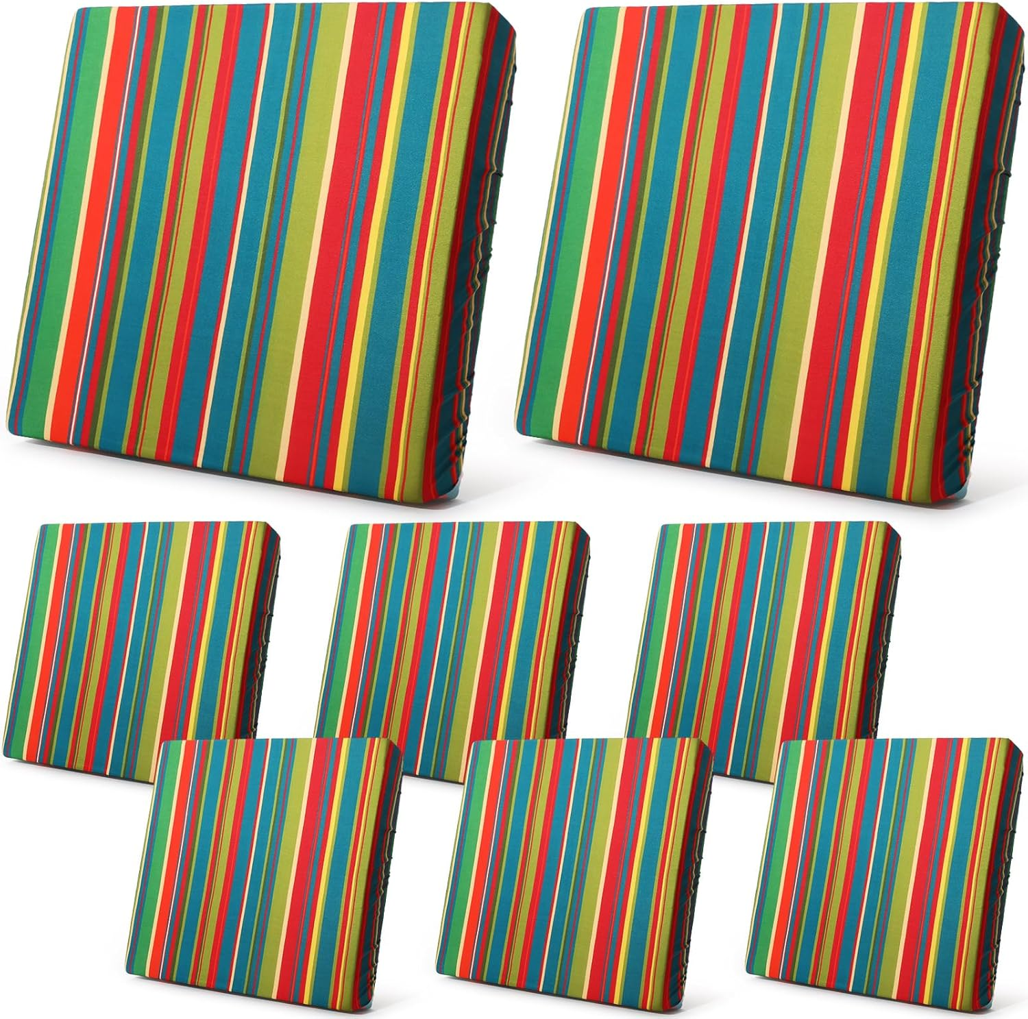 Newwiee 8Pcs Outdoor Stretch Cushion Covers Patio Stripe Sofa Cushion Cover Slipcovers Replacement Patio Furniture Couch Cushions Cover Chair Seat Cover Washable Soft Protector for Pet (Gray)