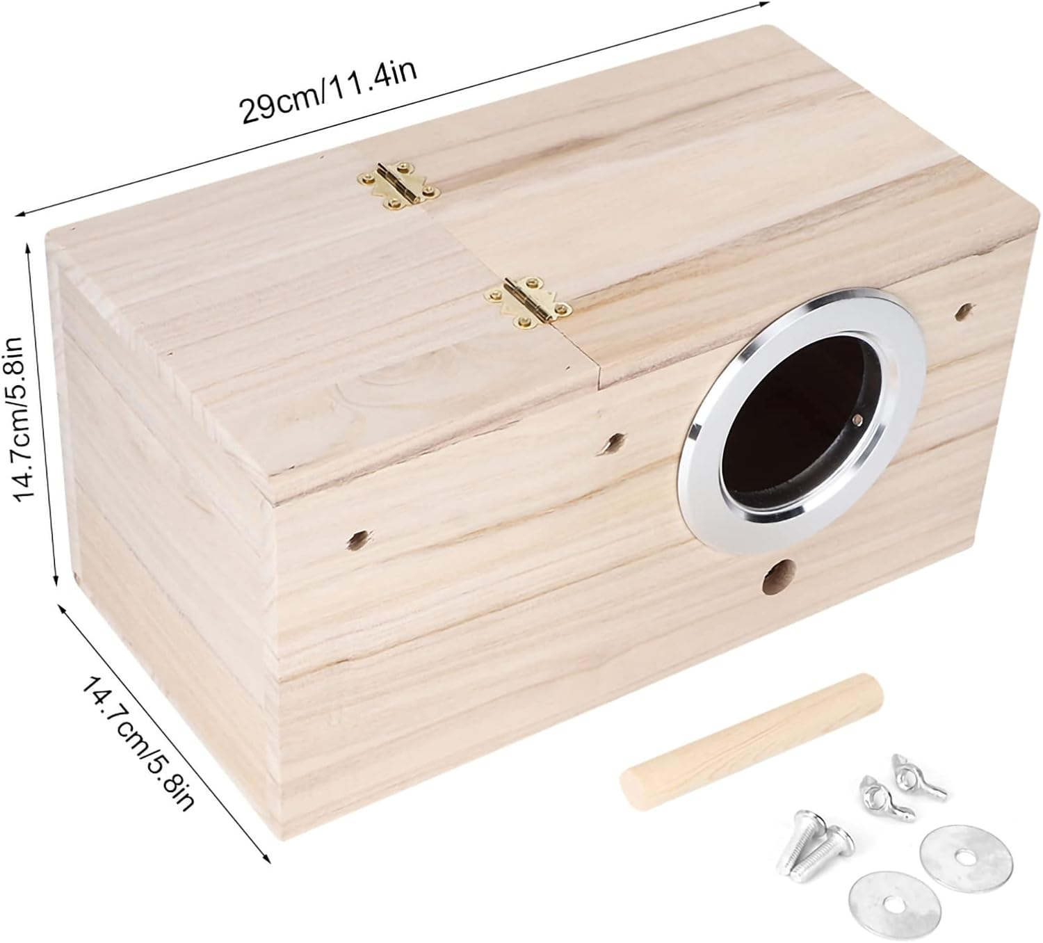 Bird Nesting Box, Bird Nest Bird Breeding Box, Parakeet Nesting Box, Cockatiel Nesting Box, Wooden Bird Box with Detachable Wooden Board for House Decoration image number 3