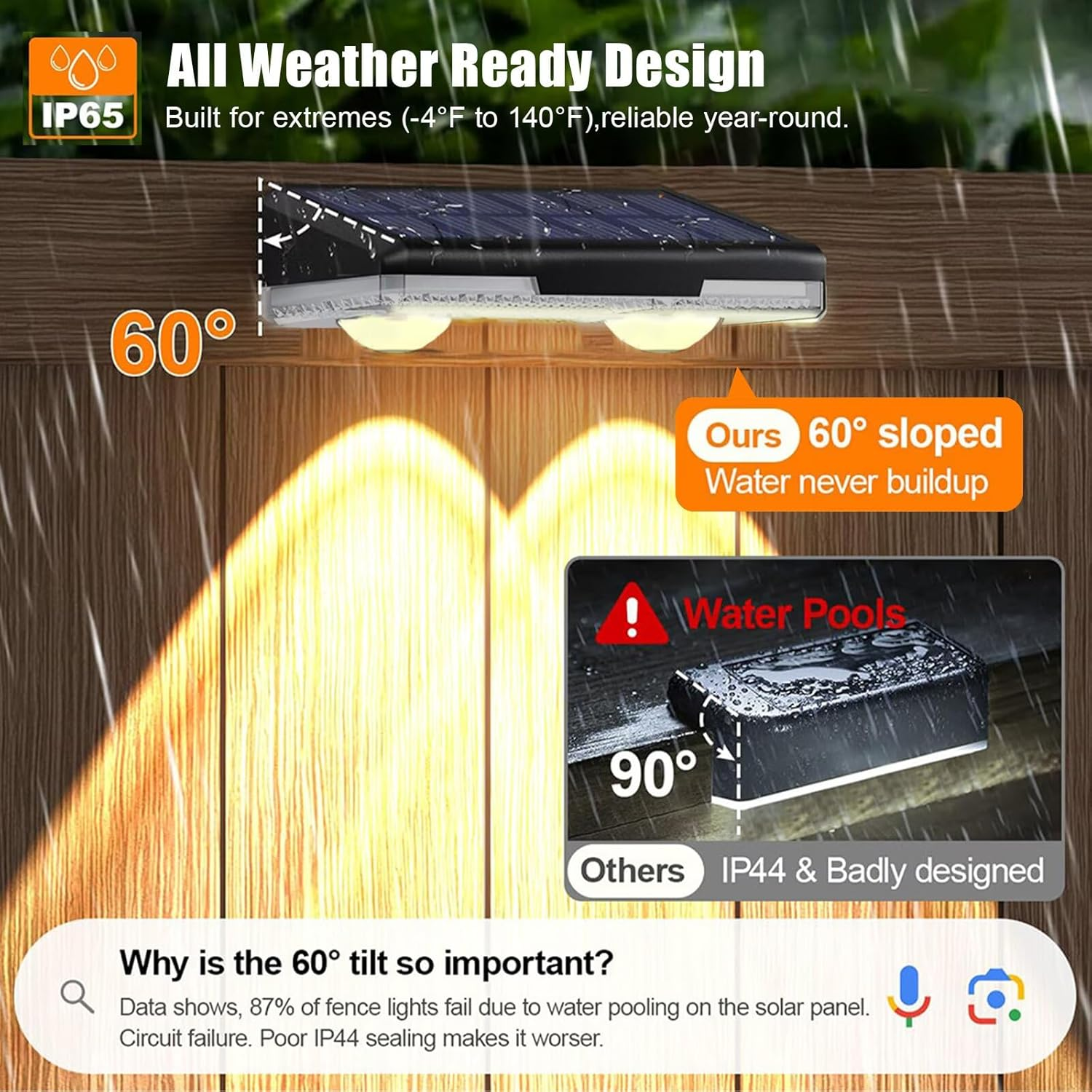 ZVCXOE 8 Pack Outdoor Solar Fence Lights 3 Modes Solar Fence Lights Waterproof LED Lights for outside Backyard Railings Steps Patio Walls and Home Improvement image number 3