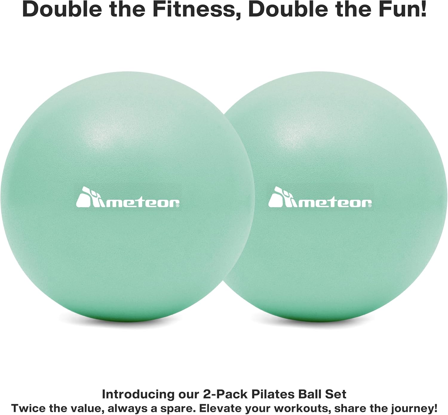 Meteor 2Pcs Mini Pilates Ball (25Cm) - Small Swiss Ball, Exercise Ball, Fitness Ball, Barre Ball - Ideal for Yoga, Pilates, Therapy & Relaxation