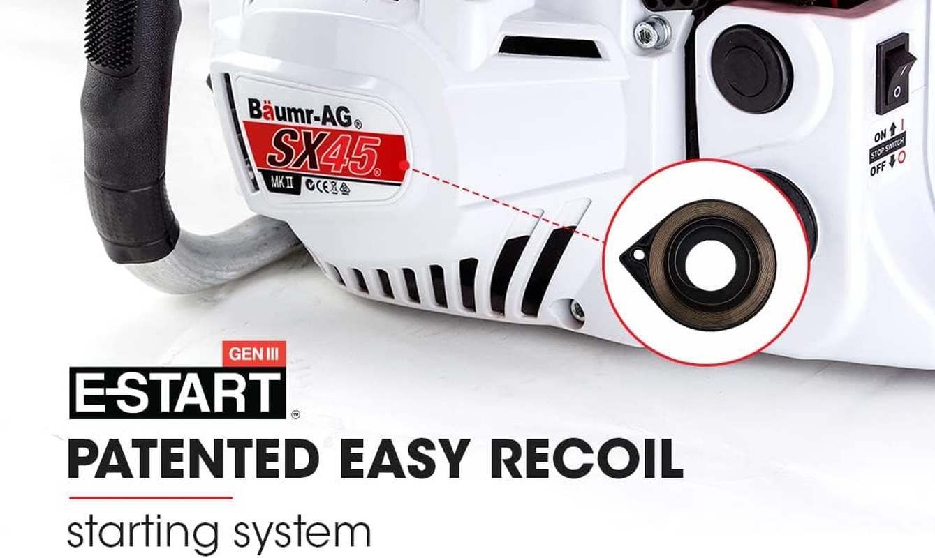 Baumr-Ag 45Cc Petrol Chainsaw, 18 Inch Bar Commercial E-Start Bar Chain Saw Tree Pruning, Pro-Series SX45 image number 5