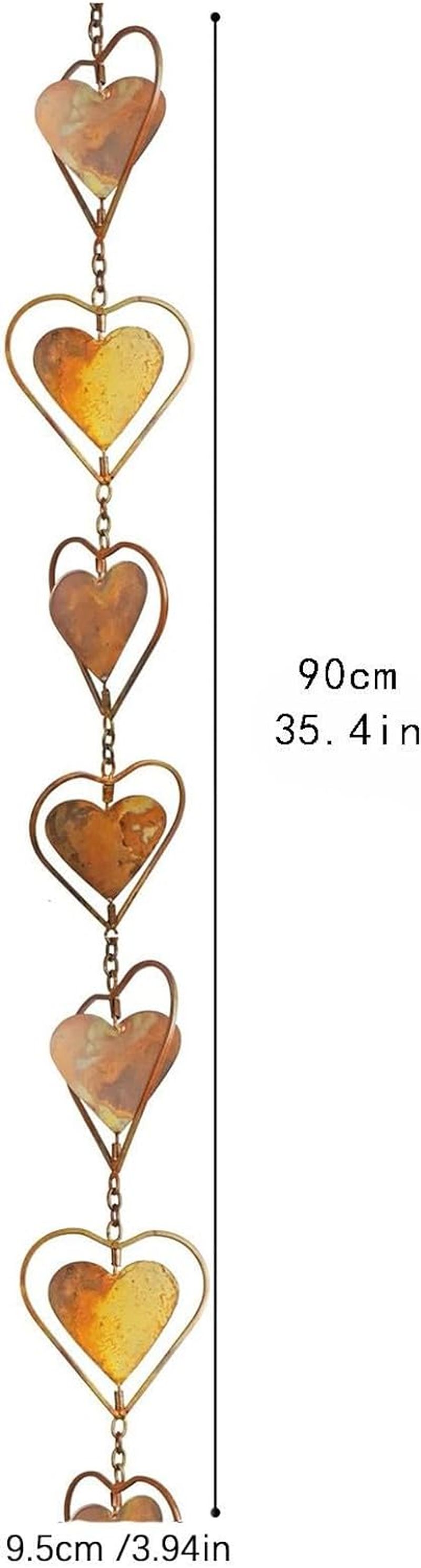 Rainwater Chains Metal Rainwater Catcher Chain, Decorative Rain Chains Rain Gutter Drain for Backyard Home Roofs Divert Water Garden, Heart - Heart image number 6