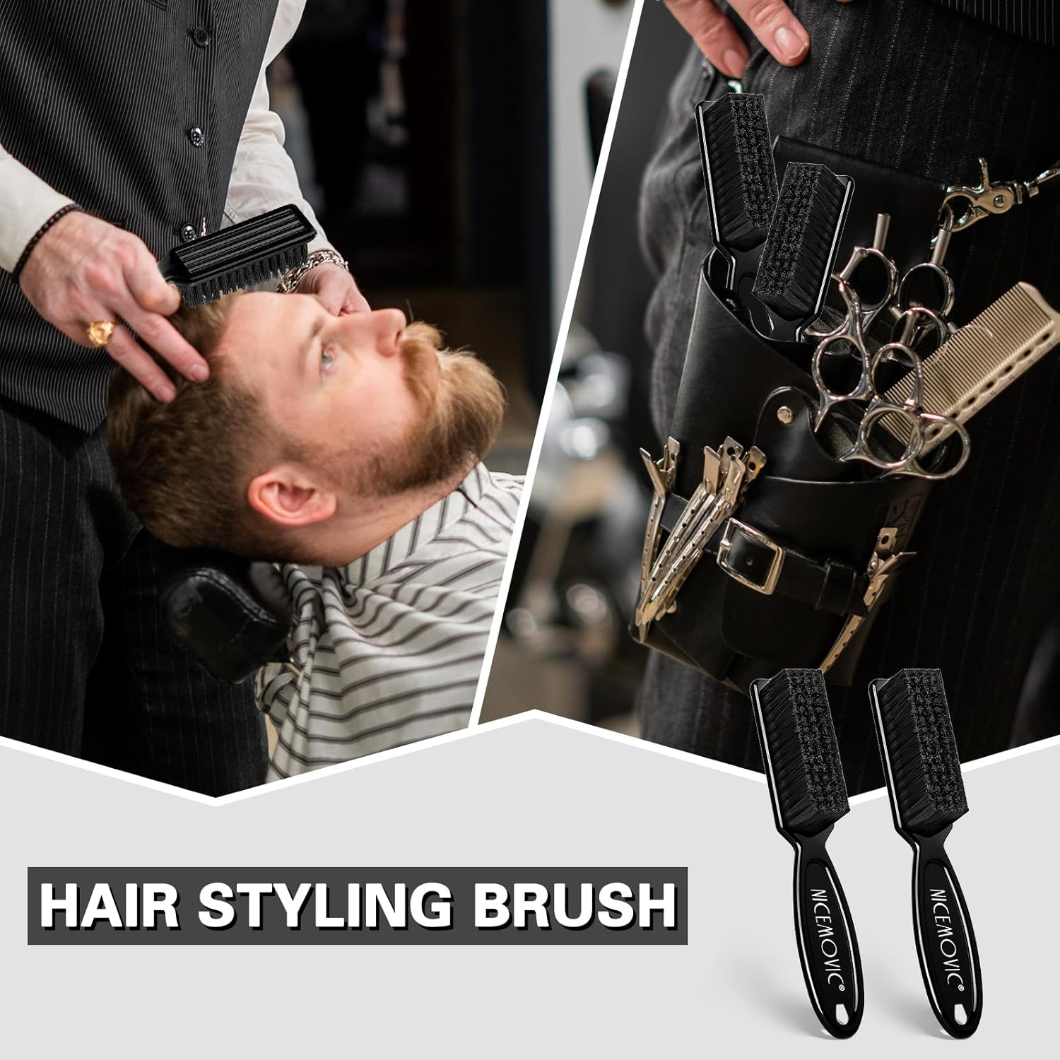 NICEMOVIC Barber Clipper Brushes, 10 Pcs Plastic Handle Nylon Bristles Cleaning Brush, Multifunctional Cleaning Supplies for Hair Styling Tools, Kitchen Sink, Shoes (Black) - Brown image number 6