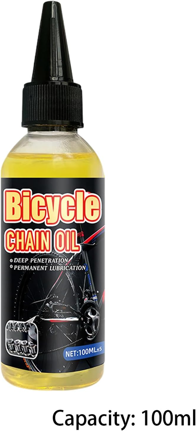 Chain Lubricant, Chain Oil, Front and Rear Shock Proof, Rust Proof, and Dust Proof Oil for Bicycles, Yellow, 100Ml image number 4