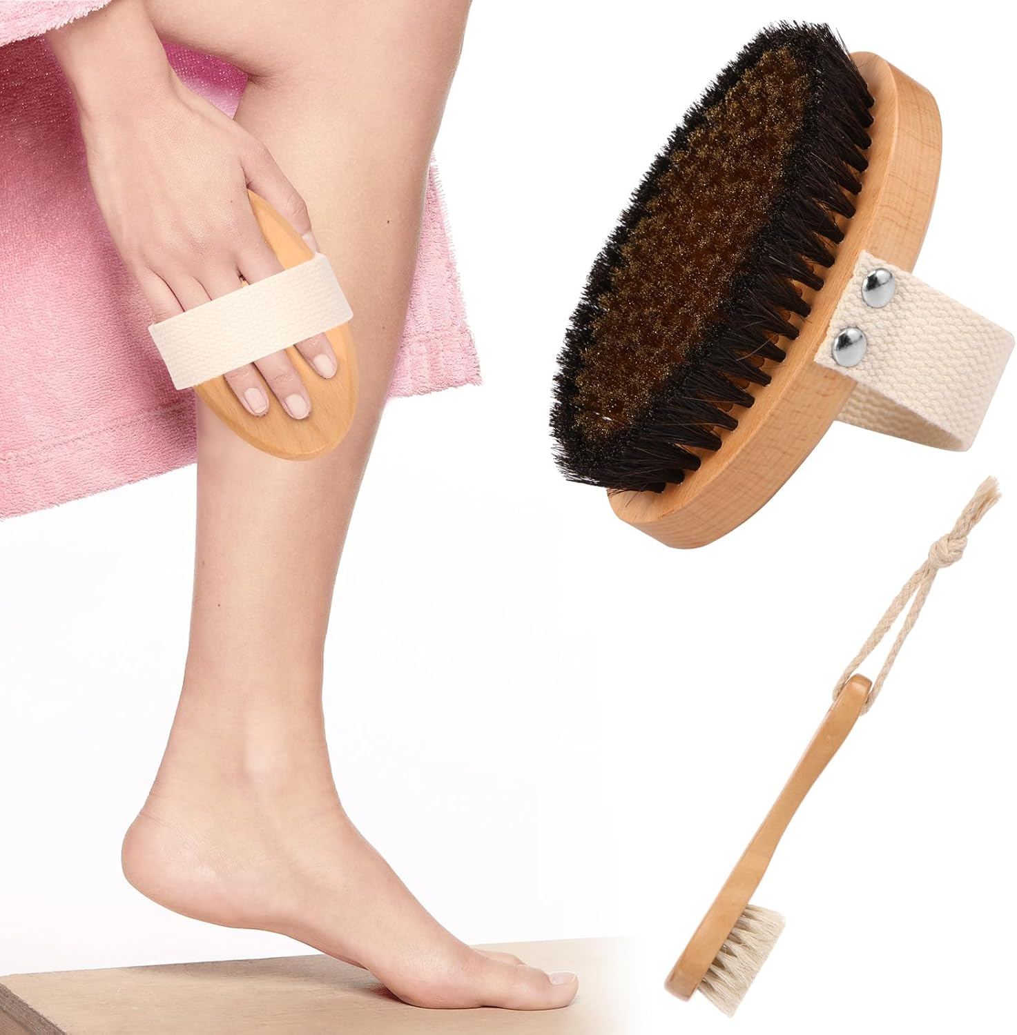 2 Pcs Dry Brushing Body Brush Set - Efficient Multifunctional Body Scrubber Kit | Ideal for Shower & Bathing | for Women & Men image number 1