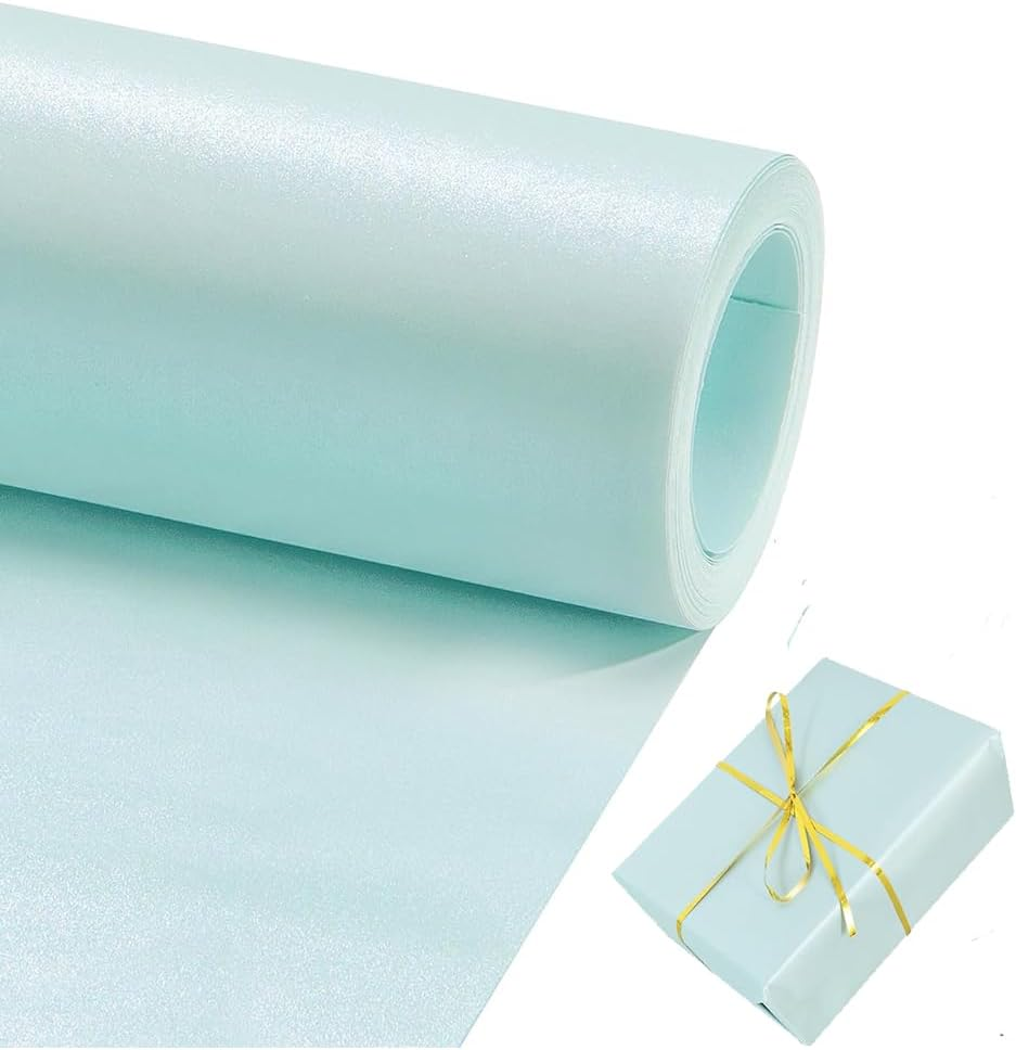 Wrapping Paper Roll with Pearly-Lustre Finish, Wrapping Paper,Elegant Gift Wrap for Weddings, Birthdays, Christmas & Holidays(17" X 32.8 Ft) (Blue)