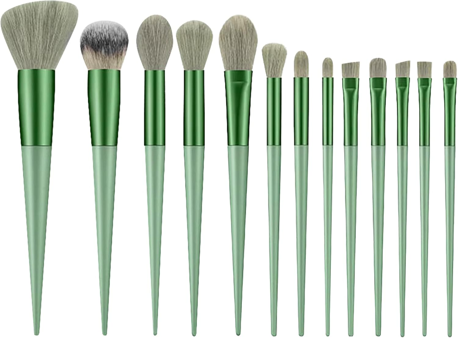 13 Pcs Makeup Brushes, Makeup Brush Set for Foundation Face Contour Powder Blush Concealers Eyeshadow Eye Shadows, Travel Makeup Brushes for Daily Makeup Use (Green)