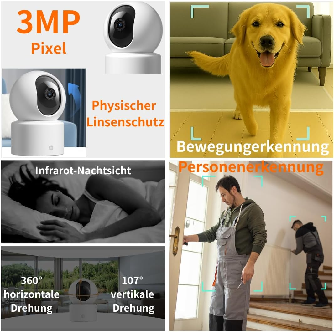 Xiaomi Smart Camera C301, Indoor Camera, Dome Camera, Super Clear 2K Image Quality, 3 Megapixel, 3MP, Large Aperture, Full Colour Night Vision, Human Detection, Voice Control, Fully Encrypted image number 2