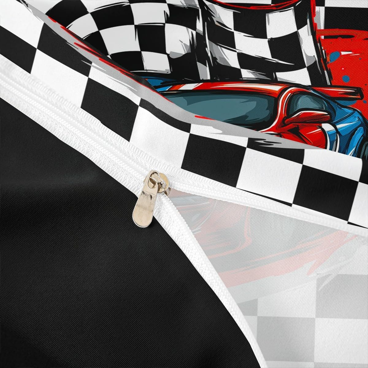 Erosebridal Racing Bedding Set Dirt Bike Duvet Cover Twin Size Race Car Competition Extreme Sports Comforter Cover for Kid Boy Men Red Automobile Bedspread Cover Decor(No Comforter) image number 3