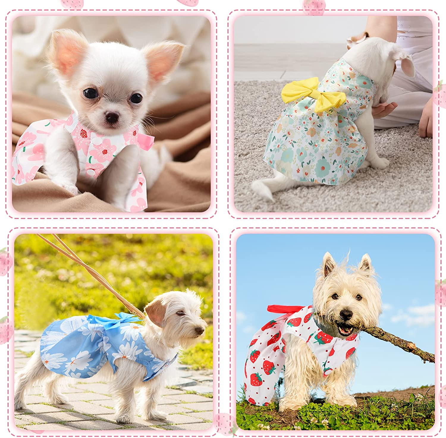5 Pieces Cute Dog Dress Summer PET Puppy Clothes Soft and Comfortable PET Dog Dresses with Bow Knot for Small Pets, 5 Styles (Large) image number 5