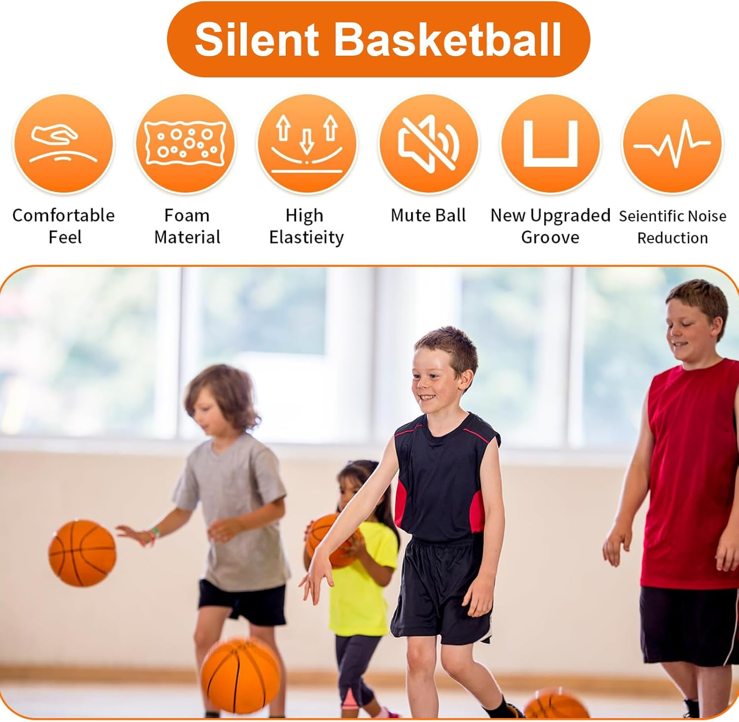 Silent Basketball, 2025 Upgrade Dribble Silent Basketball, Foam Indoor Training Quiet Ball image number 1