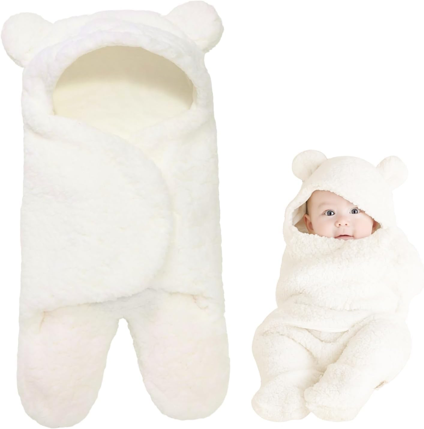 Lapetwbn Ultra Soft Plush Baby Swaddle Blanket for Newborns, Hypoallergenic Cashmere-Like Receiving Wrap, White Unisex Nursery, Stroller Toddler Sack, Ideal Skin Baby Shower Registry image number 1