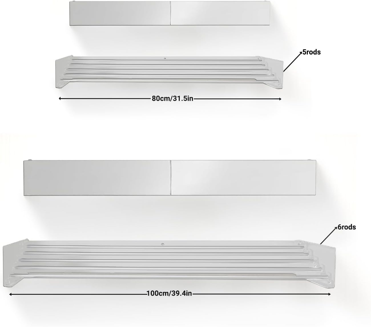 LIWEGHT Laundry Drying Rack Collapsible Wall Mounted Clothes Drying Rack Space-Saver Foldable Clothes Drying Rack with Wall Template and Long Drill Bit -White(100Cm)