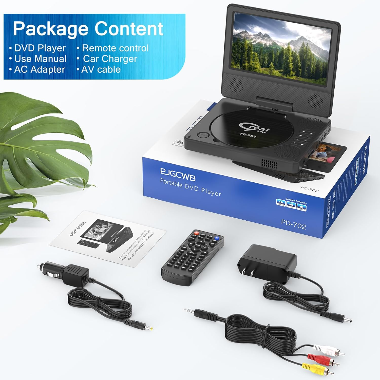 9.5" Portable DVD Player with 7.5" Swivel Display Screen, 5-Hour Built-In Rechargeable Battery, Car DVD Player,Supports SD Card/Usb/Cd/Dvd and Multiple Disc Formats, High Volume Speaker image number 4