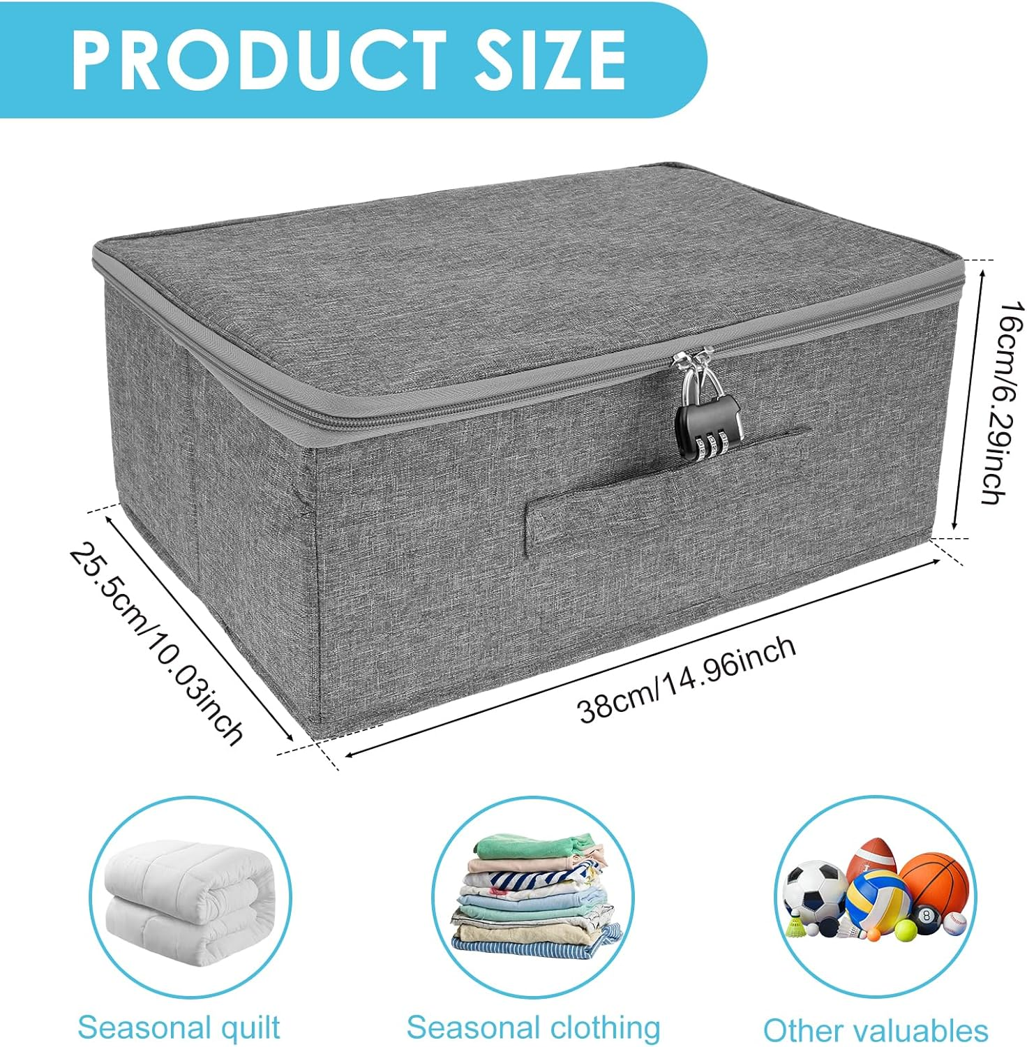 SHMAUNU Discreet Lockable Storage Toy Bag, Storage Box with Zipper & Handle, for Private Toys Cards Files Documents Cash Accessories