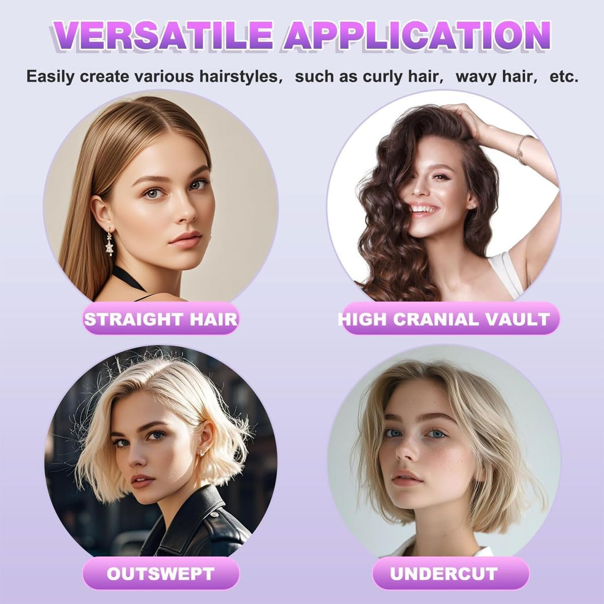 Hair Straightener Brush Cordless, Mini Hair Straightening Brush with USB Rechargeable, LED Display, Fast Heating, Portable Heating Brush for Travel, Mini Hot Ionic Straightener Comb for Women, Pink - Black image number 3