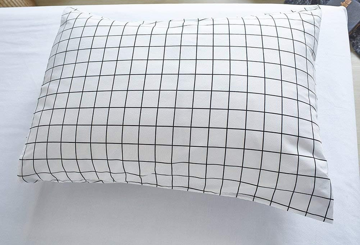 Mozeo Mini Black and White Grid Checkered Pattern Bedding Cover Set, Soft Duvet Cover Bedding Set 1 Duvet Cover and 2 Pillowshams(Queen White)
