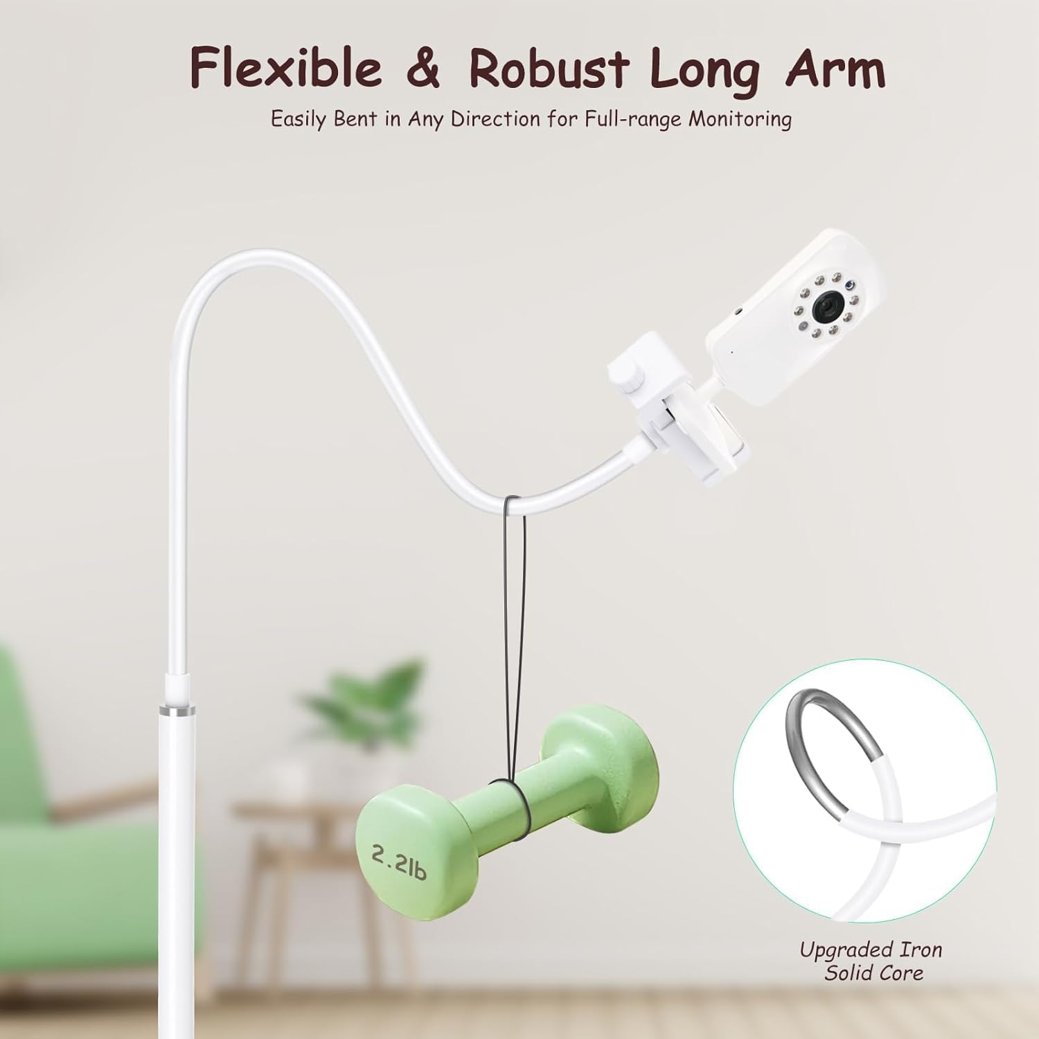 Baby Monitor Floor Stand Holder Mount for Nanit Pro & Flex Stand,Infant Optics,Vtech Vm901/Vm819,Momcozy,Hellobaby,Owlet Cam/Cam 2,And Camera with 1/4" Threaded Hole,Keep Baby Away from Touching image number 2