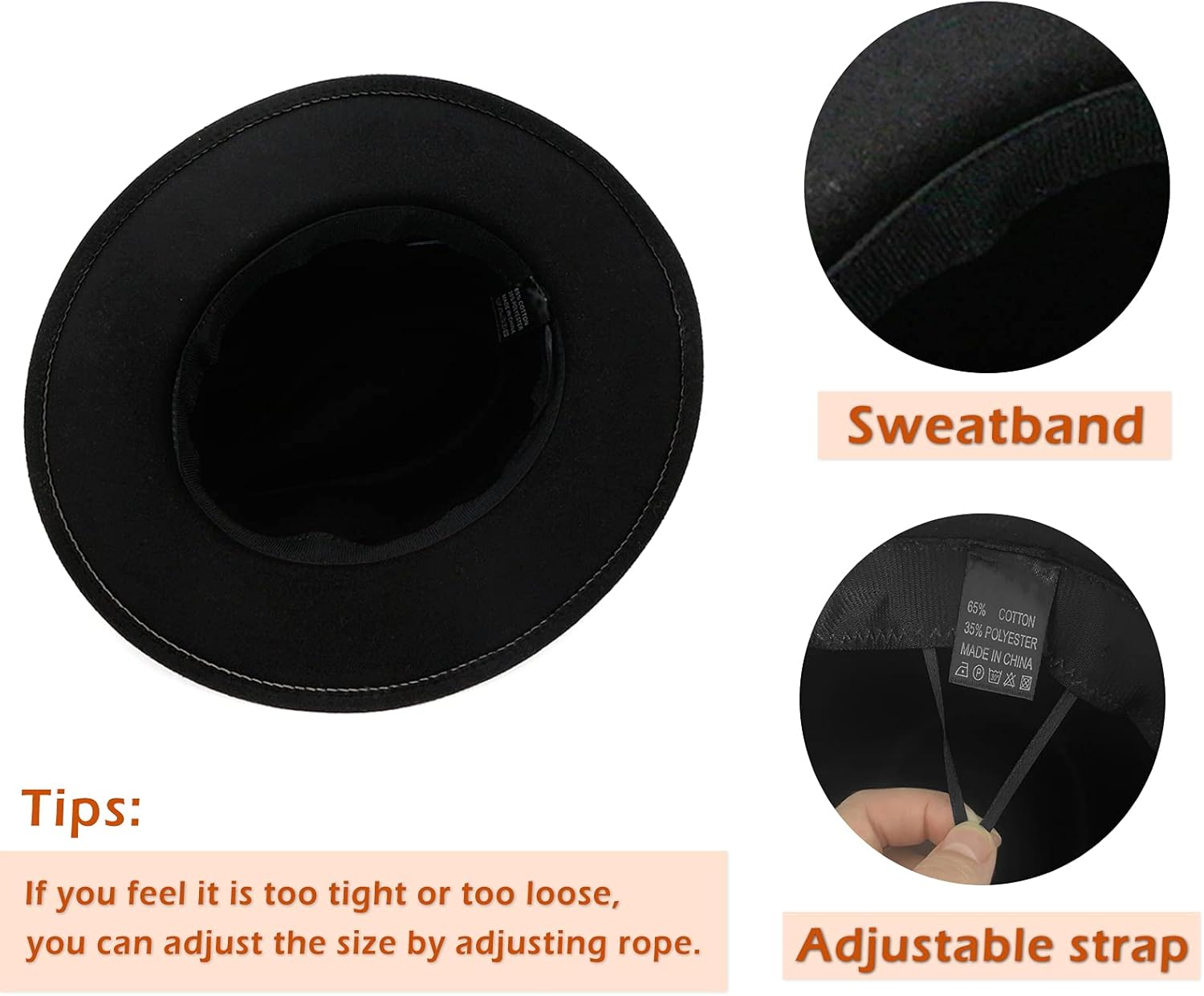 Gossifan Fedora Hats for Men Wide Brim Panama Hat with Classic Belt