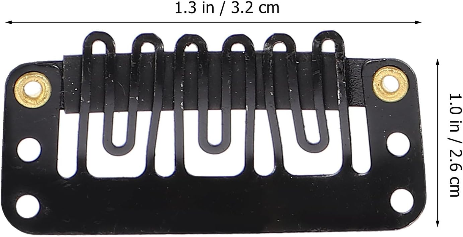 PRETYZOOM 60Pcs Black 3.2Cm Hair Extensions Clip Pin Wig Making Clip Kit for Beret Hat Fixing Sturdy for Hair Styling and Extension Attachment image number 6