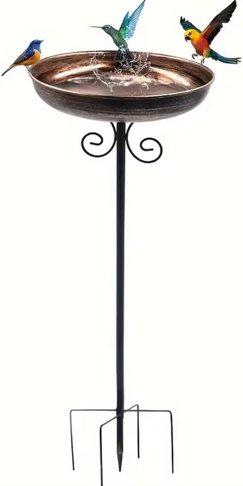 HPAMR Garden Metal Bird Bath, Vintage Freestanding Birdbath, 80CM Metal Bird Bath for Outside, Gardens Birdfeeder Stake Decoration, Standing Bird Feeder Bath for Yard, Lawn, Garden image number 5