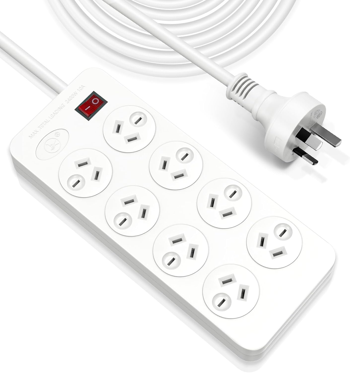 HITRENDS Powerboard, 8-Outlet Power Strip with Switch, Surge Protector Mountable,Max 2400W/10A,1.5-Meter Extension Power Cord for Travel Cruise Ship Home Office Accessories image number 6