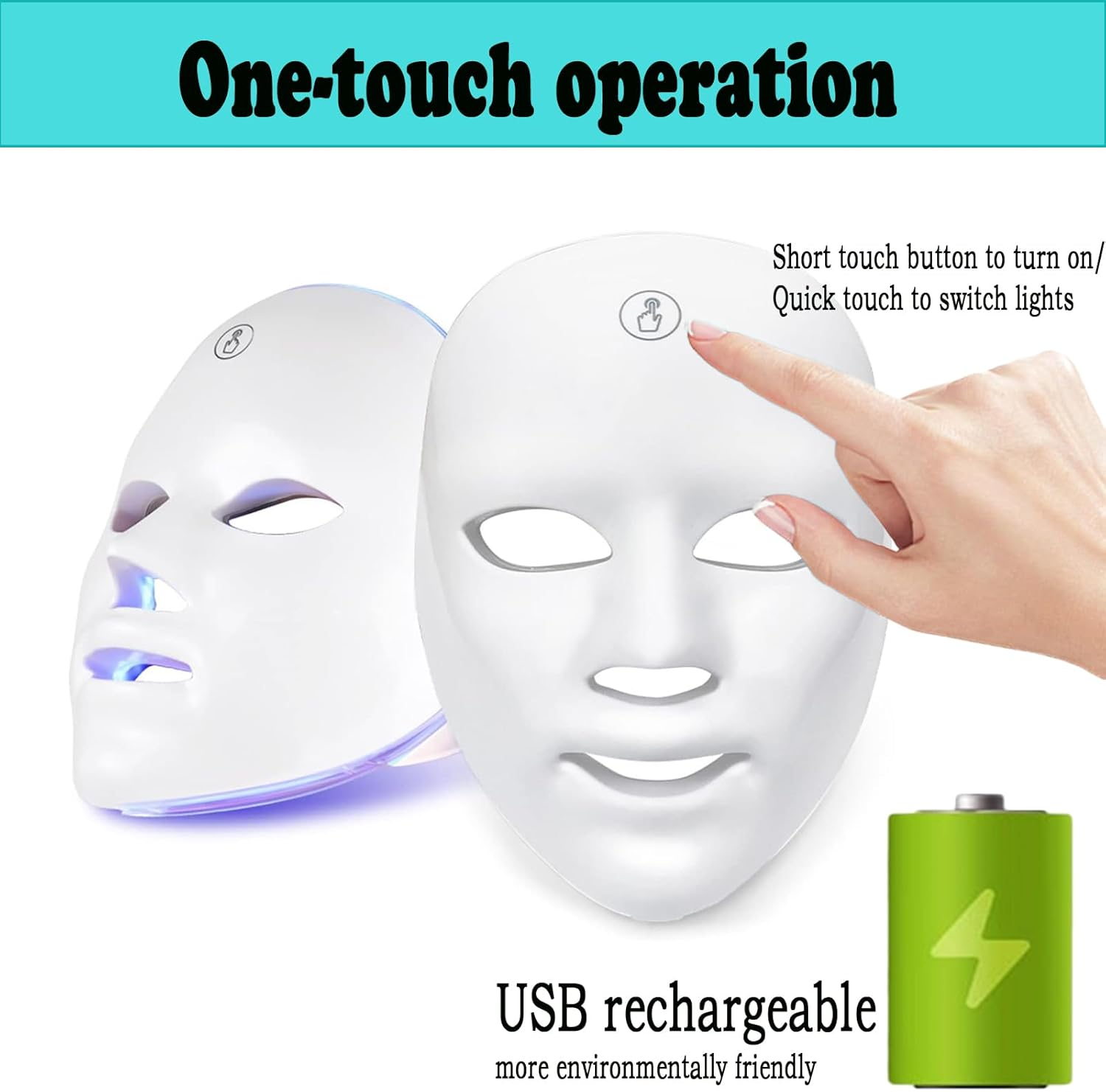 7 Colors Led Mask, Led Face Mask, Phototherapy Mask, Light Therapy Mask, Beauty Phototherapy Mask, Luminotherapy Facial Mask (White) image number 2