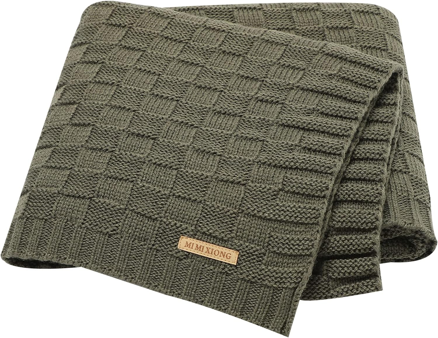 LAWKUL Baby Blankets Knit Cable Babe Blanket Soft Airy Newborn Infant Receiving Swaddling Brown Neutral Crib Stroller 40"X30"