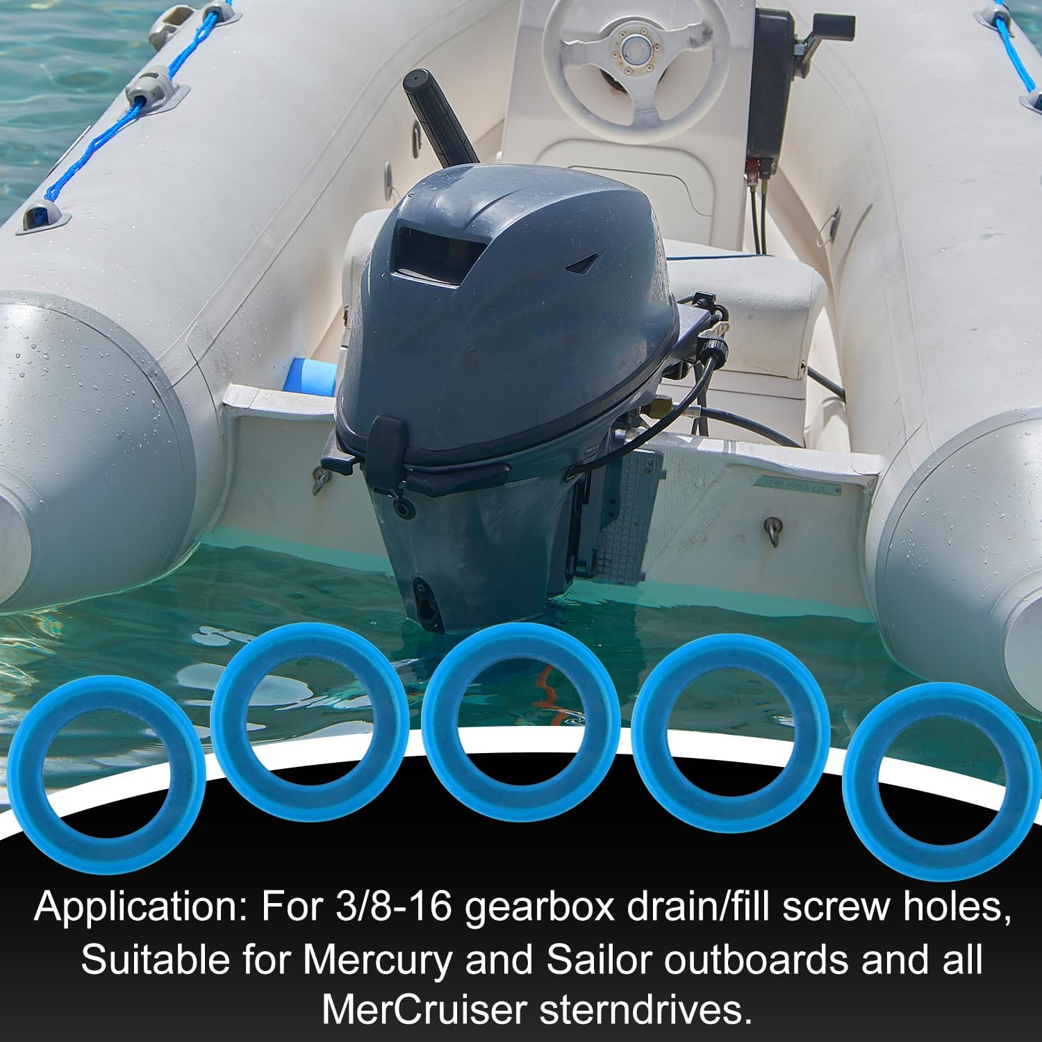 20Pcs Gearcase Drain Plug Seal Washer Gaskets 26-830749, Blue Lower Unit Grease Gaskets Strong Oil Drain Plug Screw Sealing Washer Compatible with Mercury Marine/Mercruiser image number 2