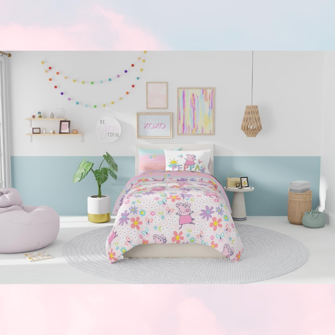 Franco Peppa Pig Kids Bedding Super Soft Comforter and Sheet Set with Sham, 5 Piece Twin Size, (Officially Licensed Product) image number 4