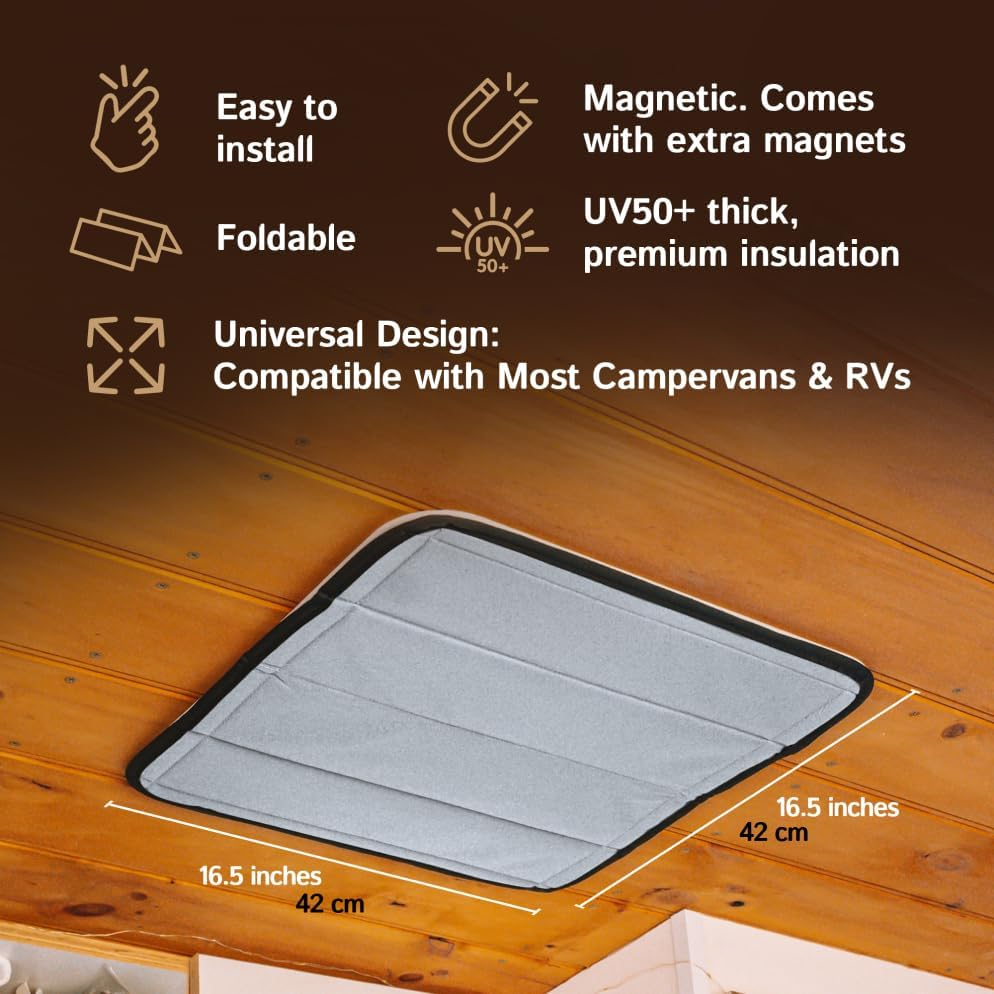 Living in a Bubble Magnetic Insulated Campervan and Caravan Roof Hatch Cover, 42X42Cm (White)