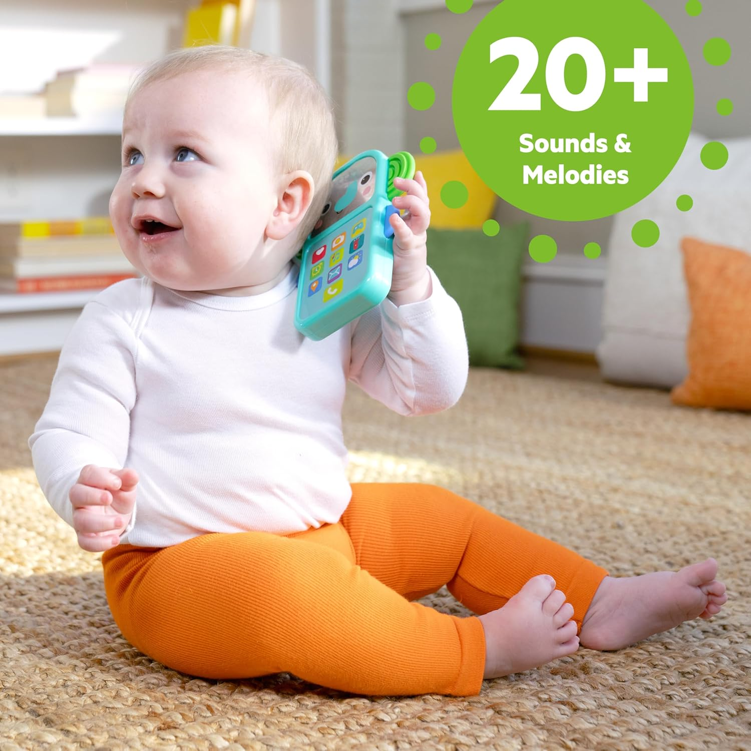 Bright Starts Elephone Baby Phone Toy for Mini-Me Fun with Music and 20+ Sound Effects, 6 Months & Up - Elephone image number 5