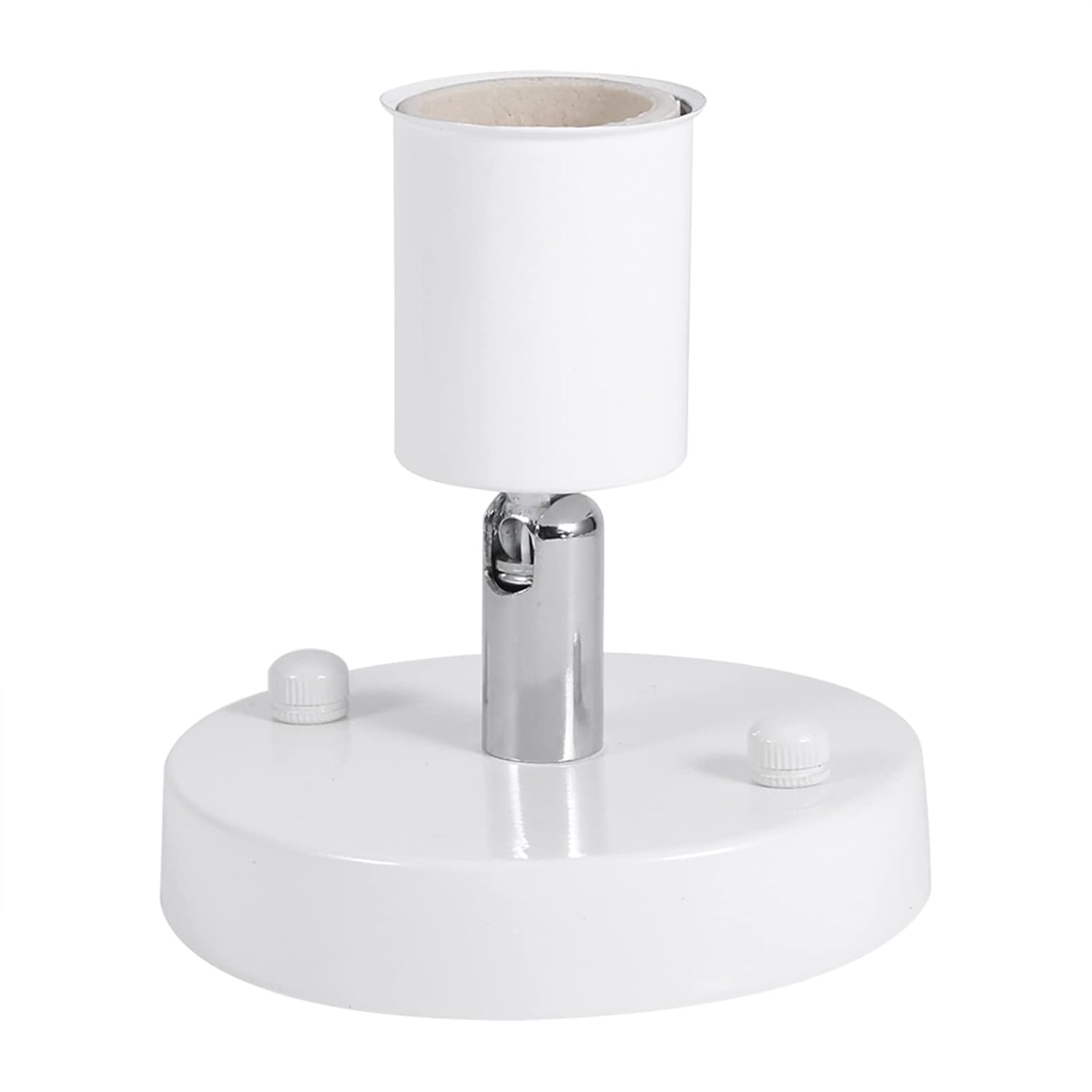 E27 Ceiling Lamp Holder, 180 Degree Rotating Adjustable Vintage Ceiling Light Wall Mounted Lamp Bulb Holder Socket, Screw Light Bulb Holder Base, Pendant Bulb Lamp Screw Socket (White) image number 3