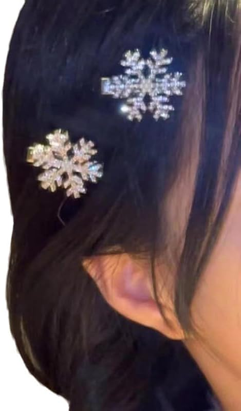 Silver Snowflake Hair Clips for Women Girls 4 Pcs Xmas Snowflakes Clip Snowflake Hair Accessories for Women Snowflakes Barrette Christmas Holiday Clips Barrettes image number 4