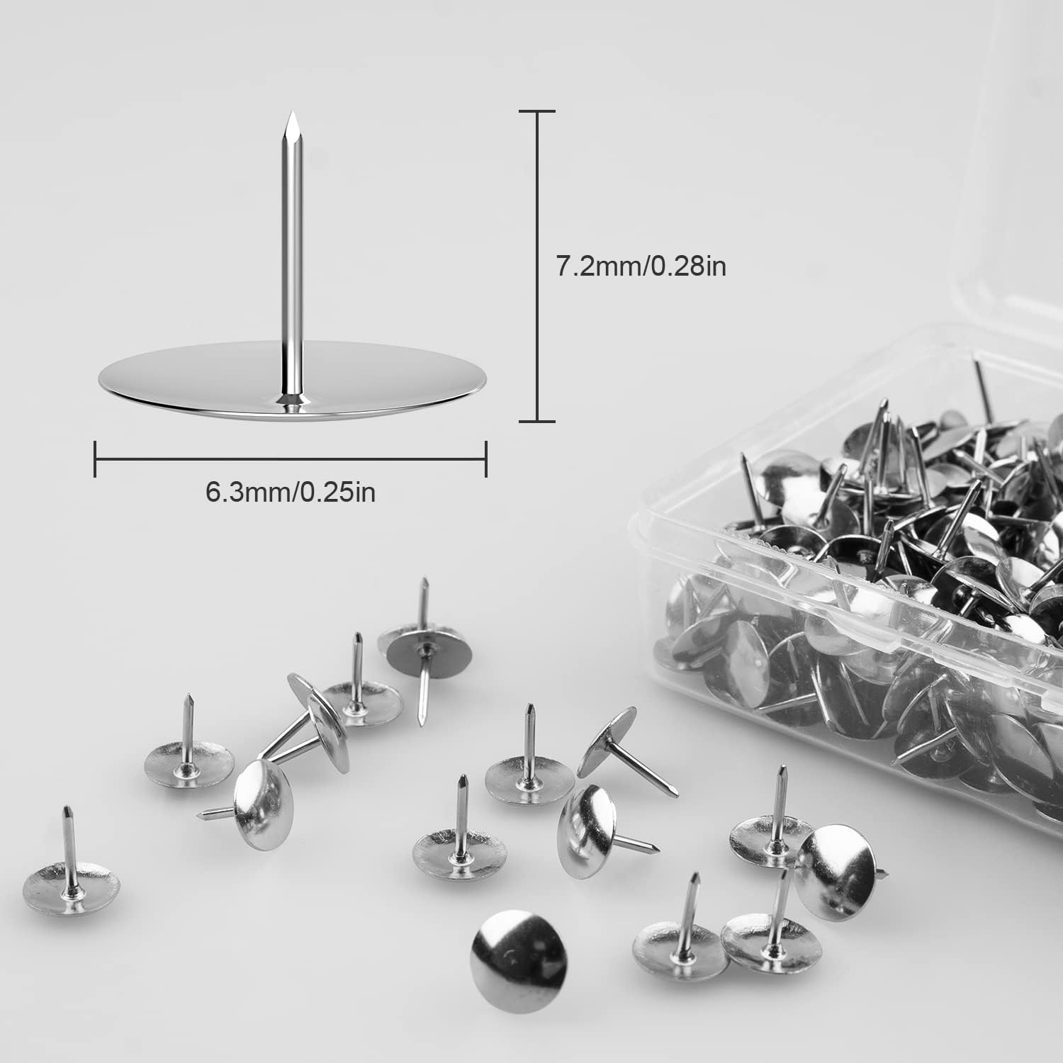 400Pcs Silver Thumb Tacks, Flat Push Pins for Bulletin Board, Cork Board Wall Hangings, Desk Decor Organization