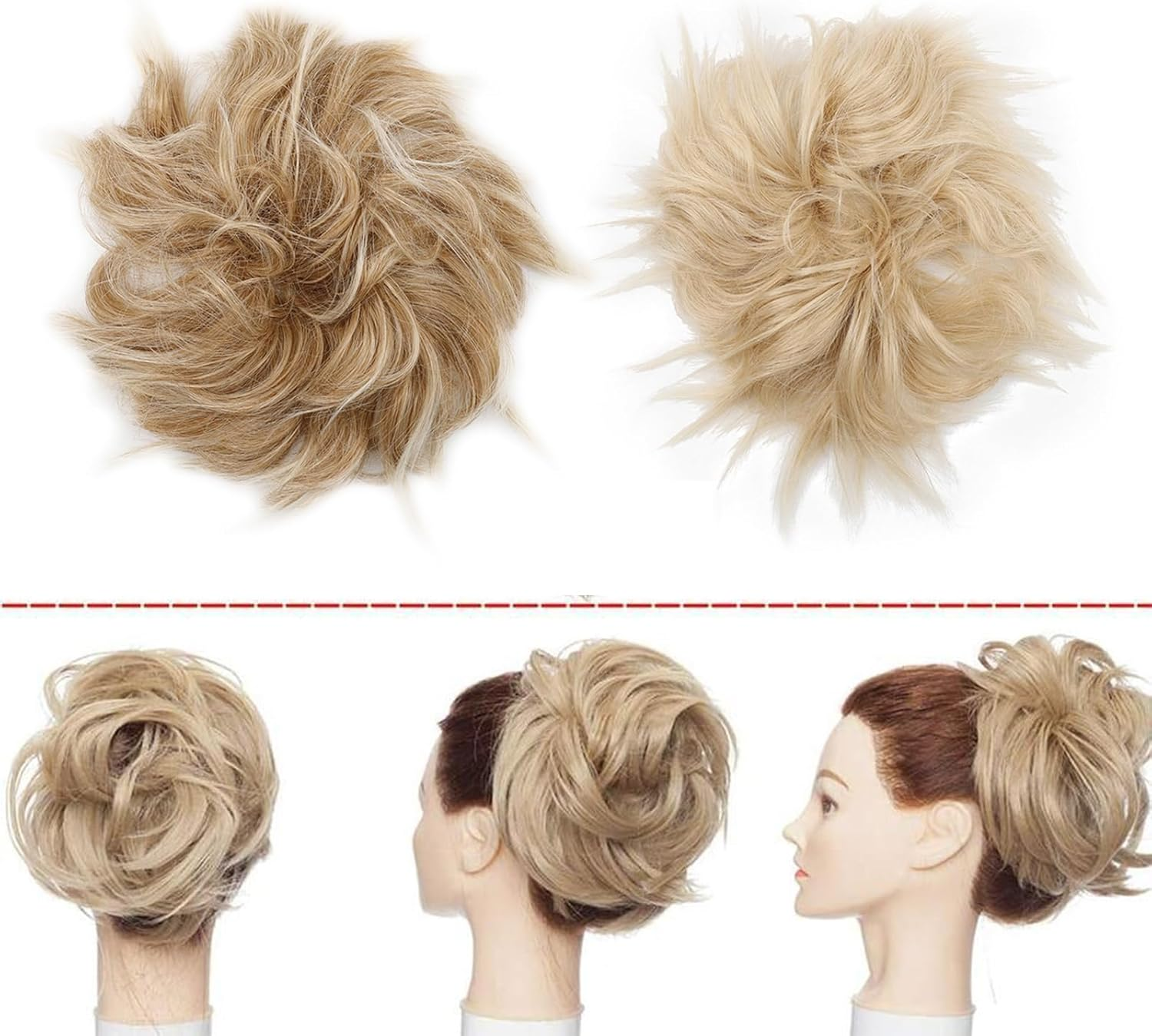 FOSDICK Pack of 2 Bun Hairpieces, Large Hair Bun Scrunchie, Hairpiece with Hair Updo Hairstyles, Voluminous Messy Bun Hairpieces for Women Girls Ponytail image number 4