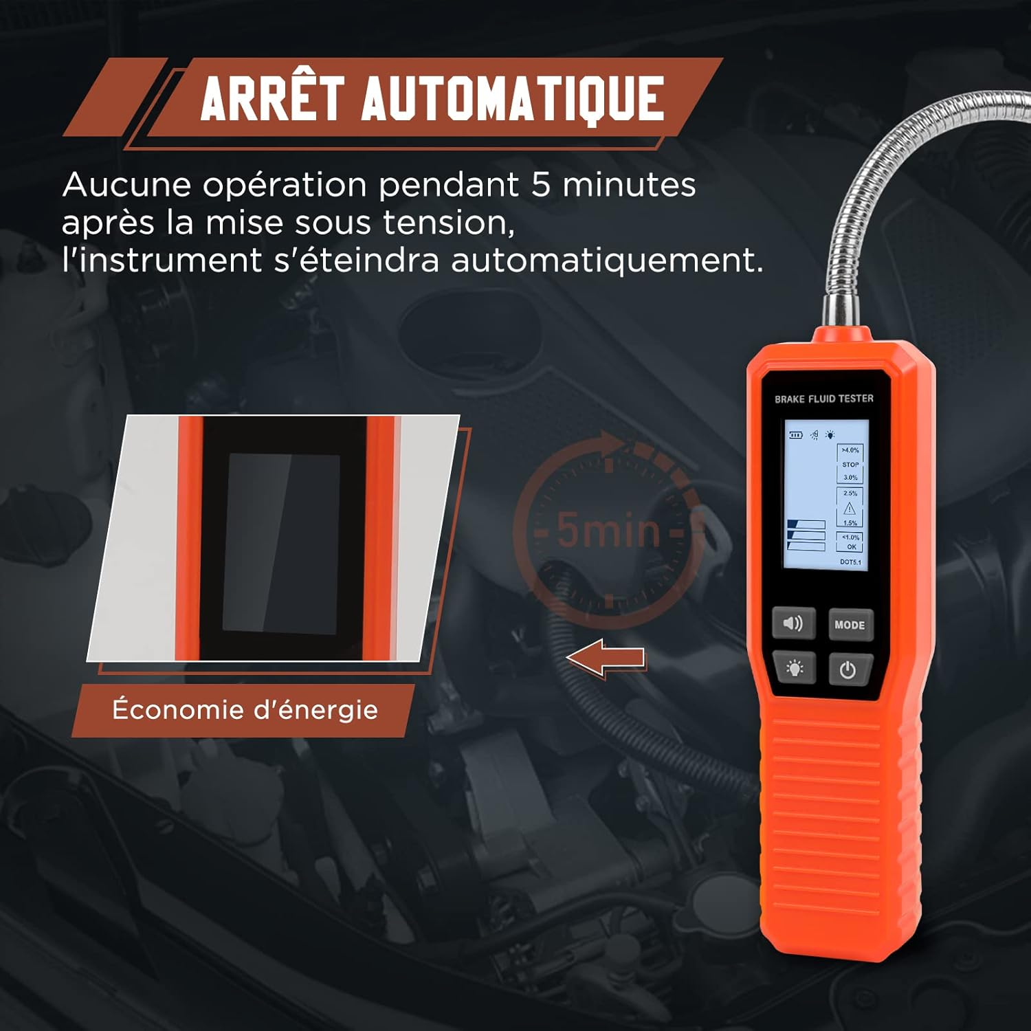 KAISAL Improved Brake Fluid Tester Suitable for Brake Fluids DOT3 DOT4 DOT5.1 Brake Fluid Tester with Acoustic and Optical Alarm Brake Fluid Tester