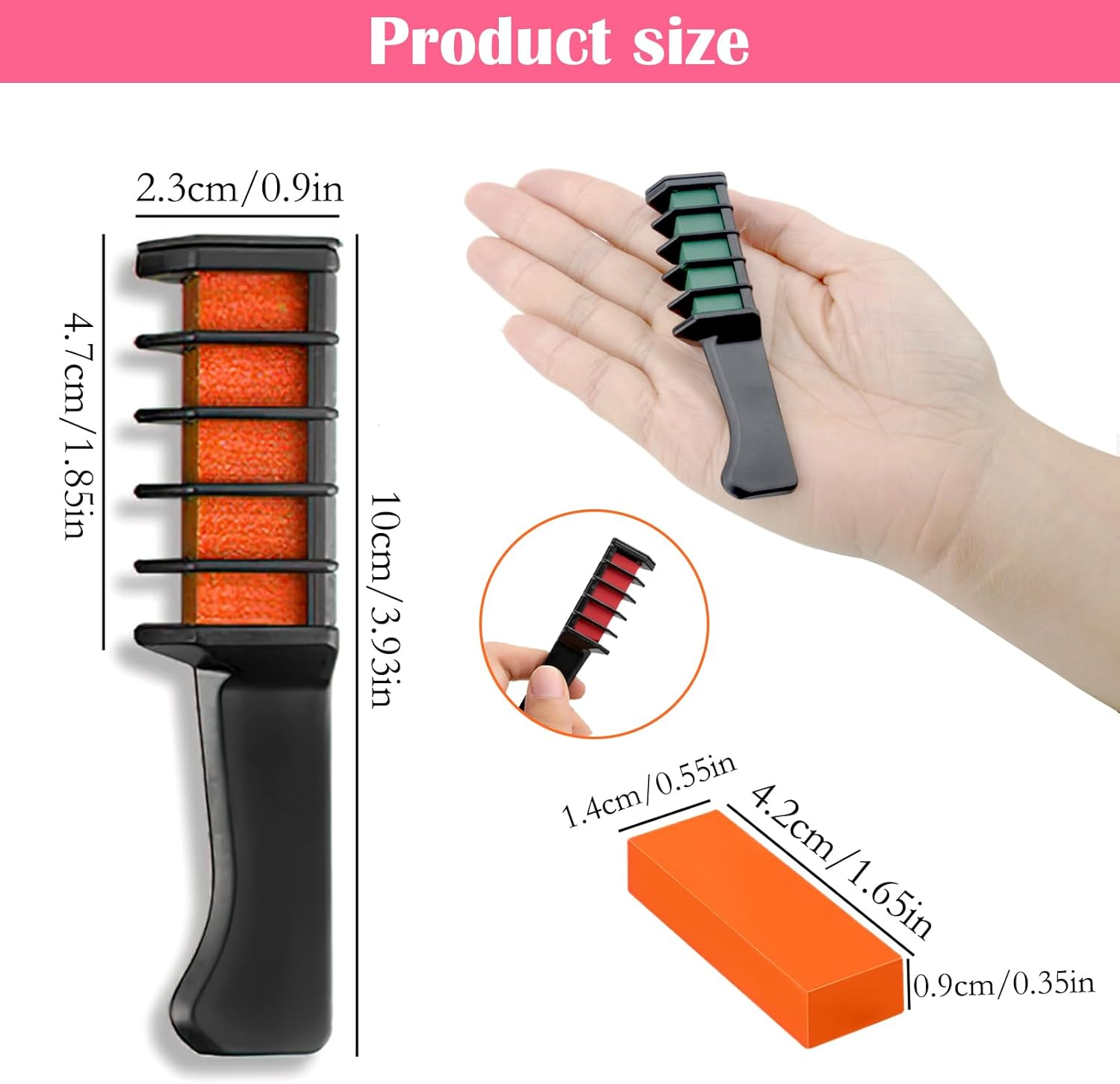 Hair Chalk Comb, Temporary Hair Colour Comb, Non-Toxic Hair Chalk for Girls, Hair Chalk, Glitter Tattoos Set for Carnival, Cosplay, Party, Christmas, Halloween, Pack of 10 image number 1