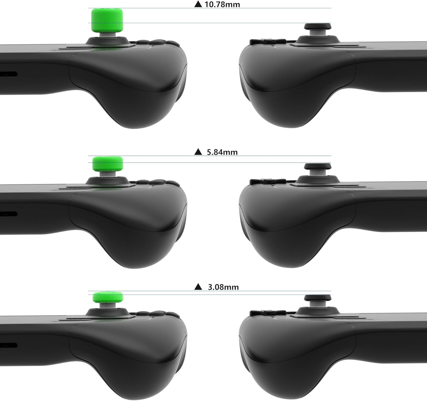 Green Ergonomic Stick Caps Thumb Grips for Steam Deck LCD & OLED, for PS Portal Remote Player - with 3 Height Convex and Concave - Diamond Grain & Crack Bomb Design, Set of 10 image number 2