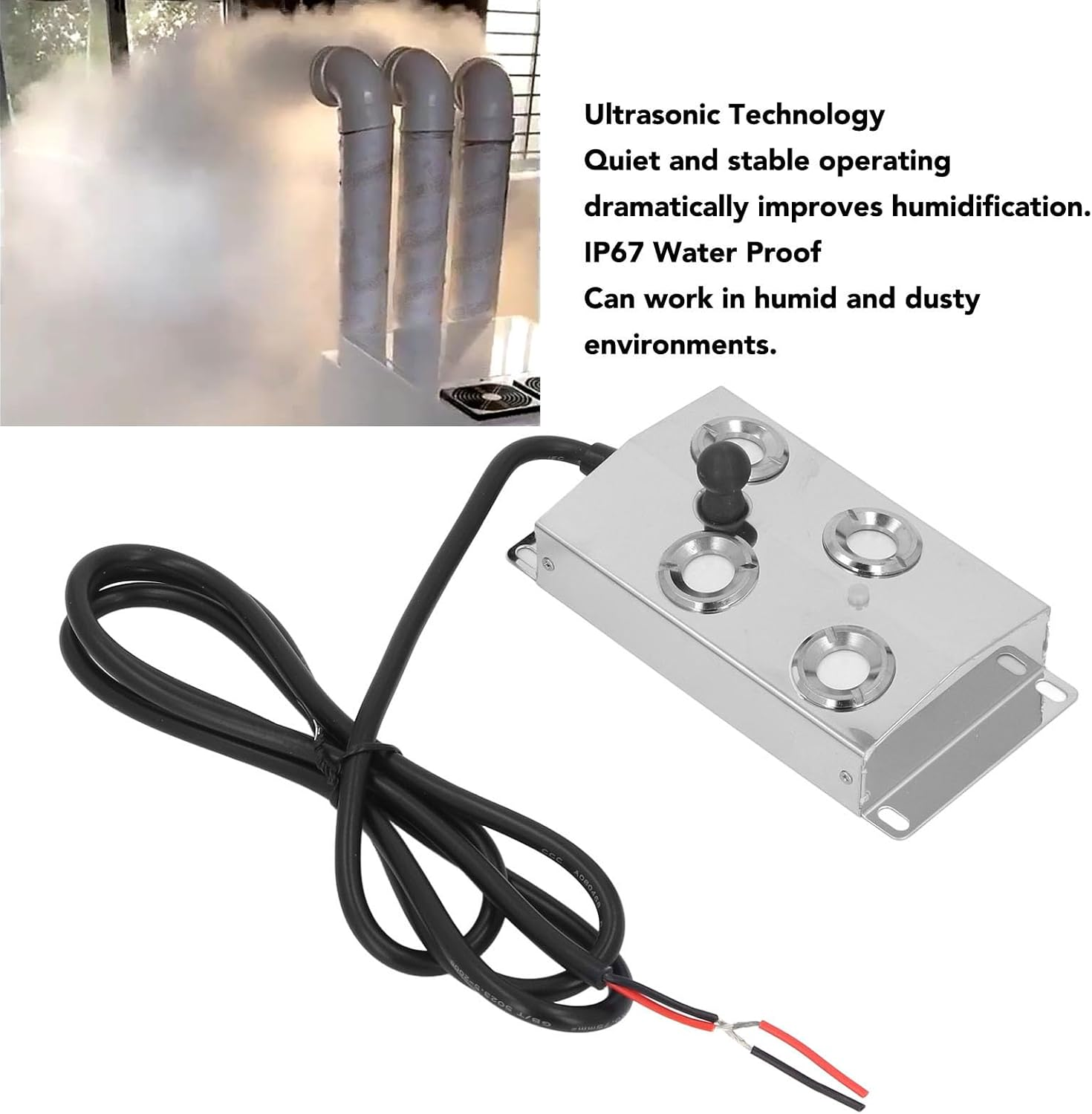 Tnfeeon Garden Mist Maker, Waterproof Stainless Steel Ultrasonic Fogger with 4 Heads for Outdoor and Indoor Landscape Enhancements image number 1