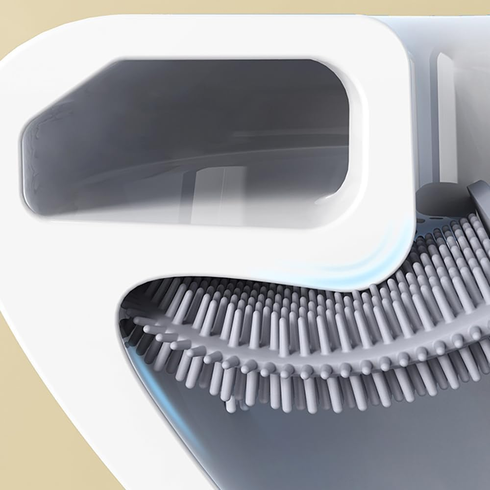 Tongke Silicone Toilet Brush with Wall Mount Holder, Flexible Head Design (Black) image number 2